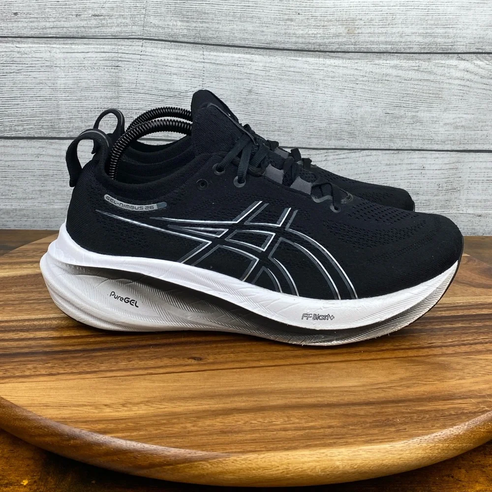 Asics Black and White Athletic Shoes - Picture 4 of 13